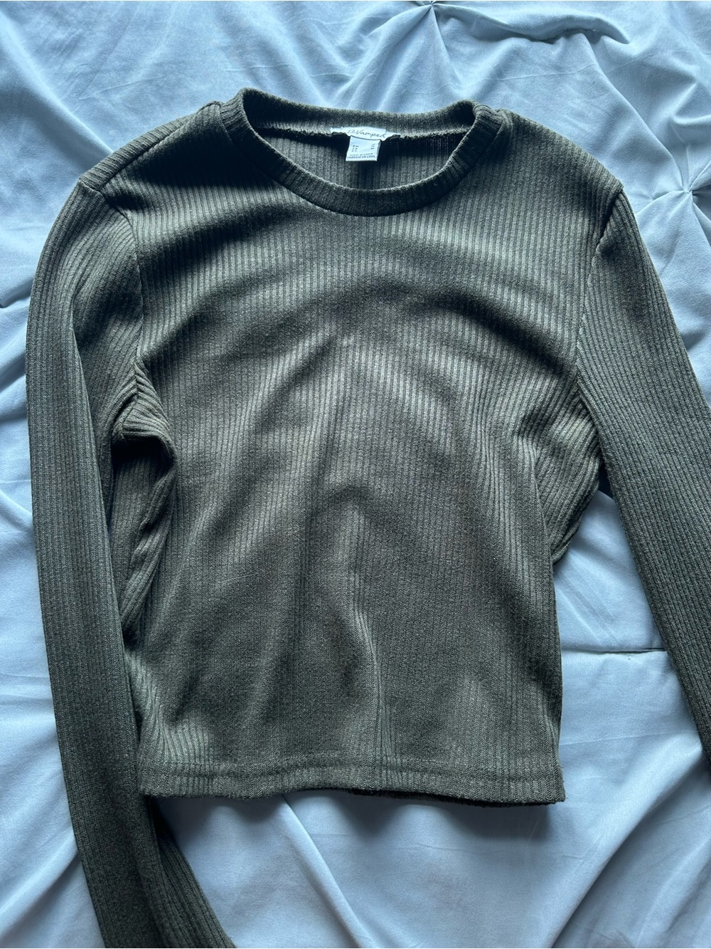 Revamped Olive Rib-Knit Long Sleeve Tee